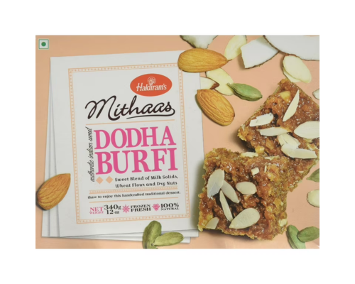 Haldirams, mithas dodha burfi (indian sweet), 340 grams(gm)