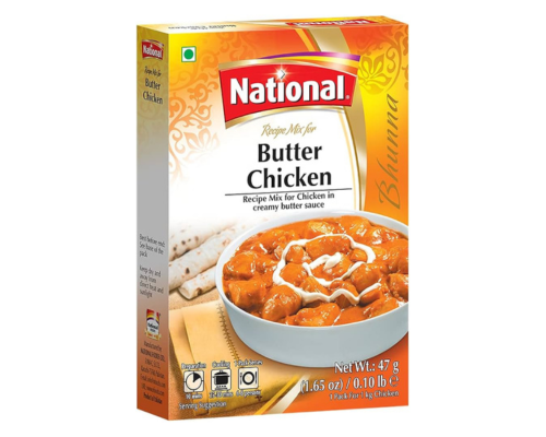 National foods butter chicken recipe mix 1.65 oz (47g) | south asian meat curry masala powder | traditional spicy food | box pack